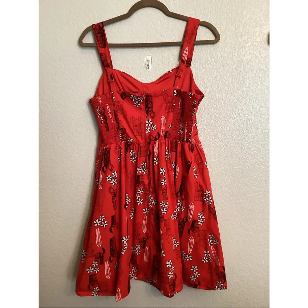Her Universe Disney Lilo & Stitch Retro Tiki Cut-Out Dress Sz L